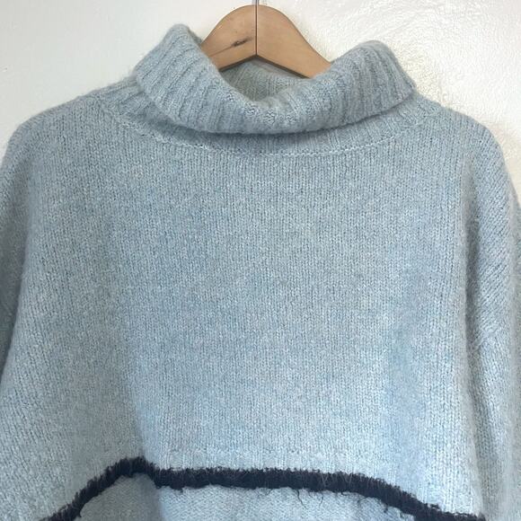 SANDY LIANG Alpaca Wool Blend Cropped Turtleneck Sweater in Blue Size 2 - Picture 5 of 13